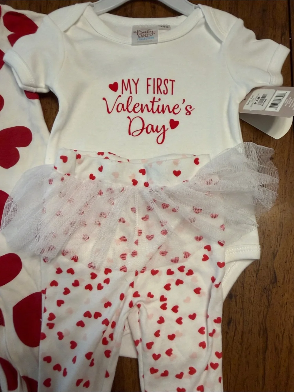 Valentine's Baby Outfit Bundle - White & Red Hearts 3-6 M